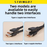 Cable de Datos 2 en 1 USB-C/Anti-Pérdida Compatible con iPhone, Carga Rápida PD de 60W (Material de Elastómero Termoplástico)