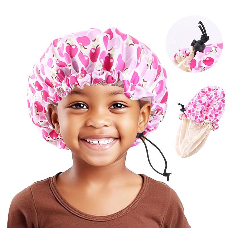 Baby Cartoon Silk Stain nightcap Double Adjustable Shower Cap