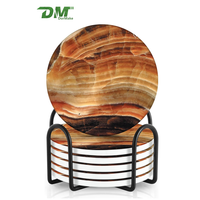 Sous-verres en céramique absorbants avec support, base en liège, style marbre moderne pour tables de bar à café, dessus de table en verre, antidérapant