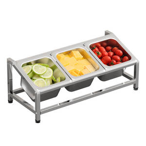 Estante para condimentos de acero inoxidable, tamaño 1/6, una sola fila, rectangular, apto para lavavajillas, para almacenamiento de alimentos para fiestas - Product Image 1