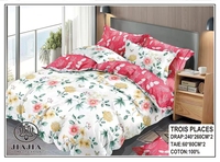Parure de Lit Jimmy Factory 4 Pièces 3 Places, Drap Plat de Bonne Qualité avec Taies d'Oreiller, Taille King, 100% Coton