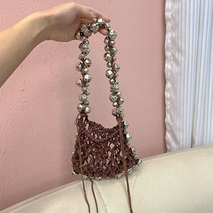 <span class=keywords><strong>Sac</strong></span> de plage pour femmes maille corde tricoté seau cloche tissé sacs à bandoulière réticulé creux voyage fourre-tout dames mode Net <span class=keywords><strong>sac</strong></span> à main - Product Image 4