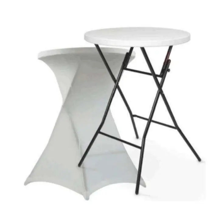 Multifunctional Round White Folding Table Portable Bar Party Furniture 110cm High