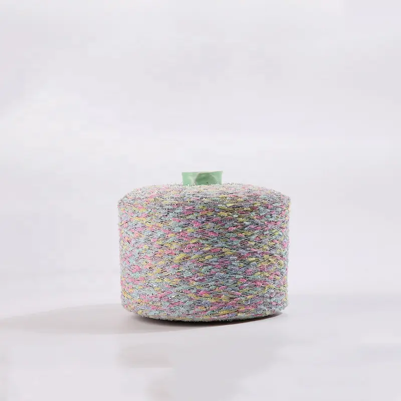 Fil libellule coloré 100% polyester de haute qualité avec fil métallique argenté pour brosse à dents à tricoter à la main fil fantaisie