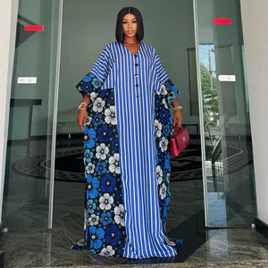 Robe longue de luxe africaine 2026 style Bubu, imprimé floral rayé, Kaftan ample, <span class=keywords><strong>tenue</strong></span> Dashiki nigériane - Product Image 1
