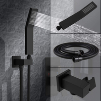 Système de douche suspendu encastré de 12 pouces, ensemble de douche intégré noir avec pommeau de douche pluie en acier inoxydable 30x30cm carré, vente en gros