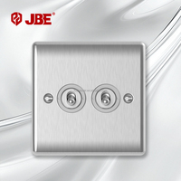 Interrupteur à bascule 10A 2 voies 10AX 250V en acier inoxydable IP20, norme britannique, installation facile pour prises et fiches domestiques et de bureau