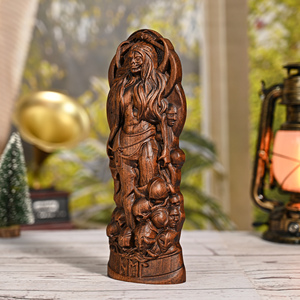 Estatua de la Diosa del Submundo Nórdico Tallada a Mano, Figura Pagana Vikinga de Madera, Decoración Rúnica de Mesa al por Mayor - Product Image 3