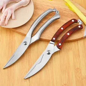 Multi-Functional Stainless Steel Chicken and Fish Bone Scissors Household Kitchen Barbecue Cutter with Hair Removal Feature