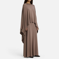 Ensemble robe et cape musulmane pour femme Aschulman, couleur unie, longueur intégrale, tissu jersey respirant, robes islamiques modestes avec cape