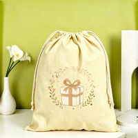 Bolsa de Regalo de Lona Ecológica con Cordón, Diseño de Dibujos Animados, Versátil, Portátil, para Regalos Corporativos y Festivos