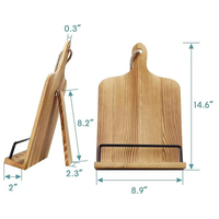 Soporte para Libros de Cocina de Madera de Pino con Sujeta Páginas de Metal, Soporte de Lectura para Tabletas en la Encimera de la Cocina, OEM