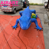 Lézard gonflable bleu décoratif publicitaire, gecko gonflable réaliste pour exposition