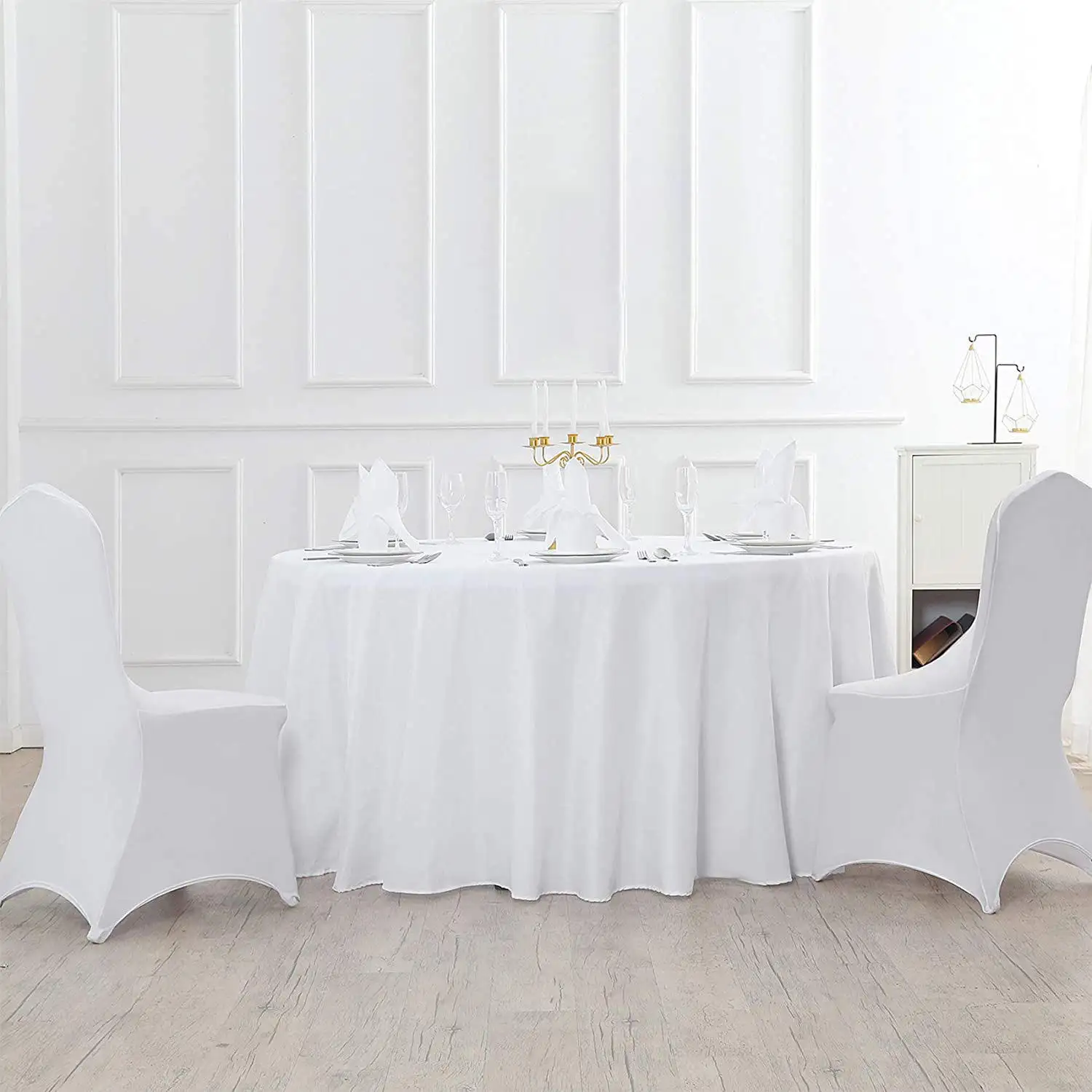 50 pz fodera per sedia in poliestere elastico per feste bianco banchetto elasticizzato spandex coprisedie per eventi matrimoni