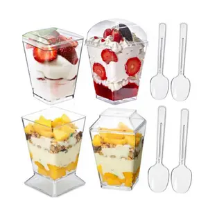 Bicchieri per dolci in plastica trasparente monouso 30z 50z 150z con coperchio coppa per gelato