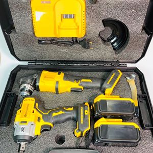 Set of 2pcs <b>Power</b> <b>Tools</b> Rechargeable Lithium Brushless Angle Cordless Wrench Combination <b>Tool</b> Set Yellow A01 - Product Image 3