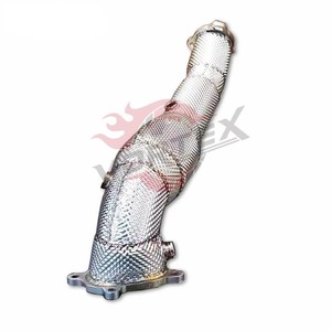 Collecteur d'échappement haute performance en acier inoxydable 304 avec catalyseur pour Audi S6 S7 S8 RS6 RS7 C7 4.0T V8 2012–2018 avec bouclier thermique sans voyant d'avertissement (CEL) - Product Image 3