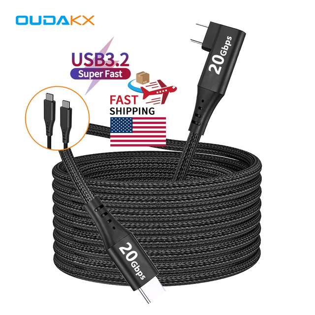 5M Nylon Braided USB3.1 20Gbps Phone USB Charge Cord PD 240W Type C Data Transfer Sync Fast Charging Cable for Tablet to Android