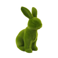 Sculpture de lapin en herbe artificielle à texture réaliste et festive, vert, floqué, écologique, fait main, ornement de Pâques pour la maison et le patio