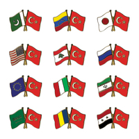 Insignes en émail doux à double drapeau personnalisés Épinglette en métal Accessoires pour costume vêtements Échange international Turquie USA et plus de drapeaux