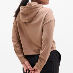 Felpe con Logo personalizzato OEM maglione ampio ricamato da <span class=keywords><strong>donna</strong></span> felpe 100% cotone da <span class=keywords><strong>donna</strong></span> <span class=keywords><strong>oversize</strong></span> felpe con cappuccio corte in <span class=keywords><strong>pile</strong></span> - Product Image 4