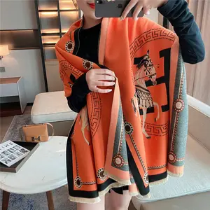 Wholesale 2024 hot sale ladies large pashmina shawls brand long women's fashion winter warm cashmere scarf