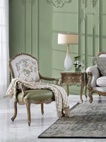 Prix d'usine Meubles de style antique Tissu en bois Fauteuil vert Chaise simple Canapé