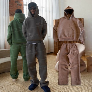 Customized High Quality Two Piece Set Blank Sweatsuit Heavyweight <b>Oversized</b> Space Cotton <b>Sweatpants</b> and Hoodies Jogger Set - Product Image 1