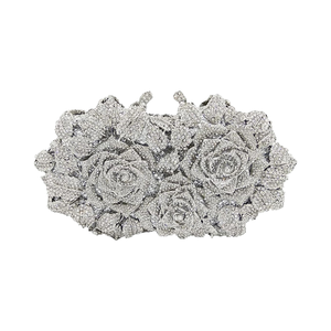 Bolsos de Mano de Lujo con Cristales para Mujer, con Cadenas de Diamantes de Imitación, para Bodas, Fiestas, con Flores de Diamantes - Product Image 4