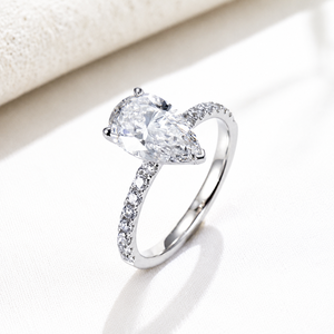 Bague de mariage en or massif 18 carats avec diamant de laboratoire taille poire IGI 2CT 3CT, référence MSR-1429 - Product Image 4
