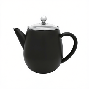 Théière Bredemeijer Duet Eva en céramique noire avec couvercle en verre 1,2 L pour la préparation du thé - Product Image 2