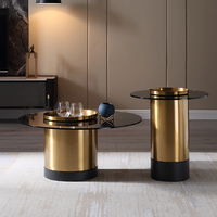Ensemble de table basse en verre avec cadre en acier inoxydable de style nordique, table de café pour salon