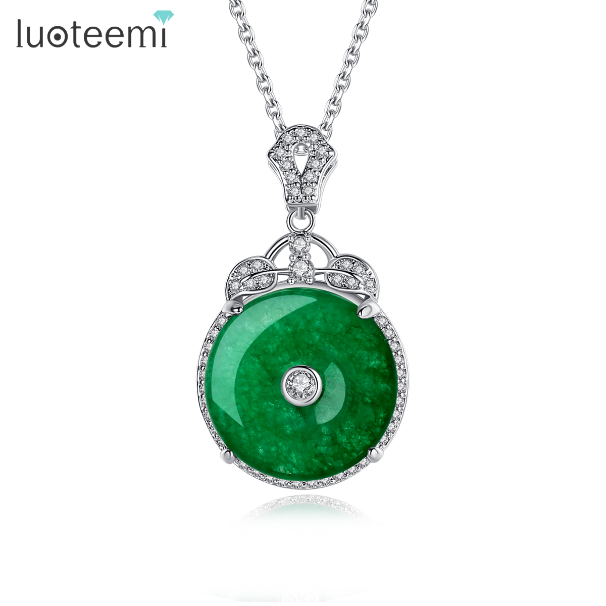 LUOTEEMIチャイニーズヴィンテージジェイドレディースペンダント LUOTEEMIチャイニーズヴィンテージジェイドレディースペンダント