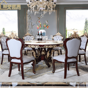 Carved <strong>Dining</strong> <strong>Table</strong> Set Top <strong>Dining</strong> Room Set <strong>Extendable</strong> Wooden for 10, Marble or Wood Classic Home Furniture Antique European - Product Image 6