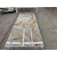 Papan Marmer UV Glossy Tinggi 3mm Grosir Pabrik 1220x2440mm Lembaran Marmer PVC Tahan Air Tahan Api untuk Dinding TV Kamar Mandi