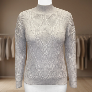 Pull col roulé côtelé confortable en coton et nylon pour femme, collection Hiver 22/23, haute qualité, épais et décontracté - Product Image 3