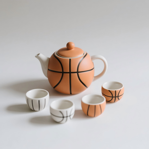 Service à thé en céramique sur le thème du tennis, 5 pièces, théière et 4 tasses réalistes sur le thème du sport pour les fans et les entraîneurs, cadeau unique, 7 pouces de haut - Product Image 2