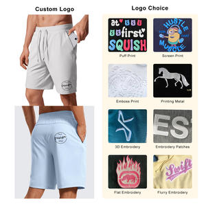 Short d'entraînement de fitness bleu ciel sportif à haute élasticité avec conception d'impression personnalisée OEM Short de sport 5 pouces avec cordon de serrage pour hommes - Product Image 3