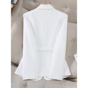 Black Fitted Waist Slim Blazer For Women With Belt Professional Wear Commute Style - Product Image 3