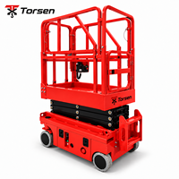 Plateforme élévatrice à ciseaux mini autopropulsée de 300 kg avec direction hydraulique, hauteur de travail de 5 m, 5,9 m, 6,8 m pour la picking et les réparations en entrepôt