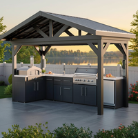 Cuisine extérieure modulaire moderne en acier inoxydable avec évier et crédence pour villa