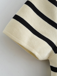 Summer Good Quality 100% Cotton Soft Women T <span class=keywords><strong>Shirt</strong></span> Crop Top Short Sleeve Round Neck Stripe <span class=keywords><strong>Tee</strong></span> <span class=keywords><strong>Shirt</strong></span> for Lady - Product Image 3