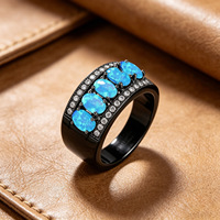 Nouvelle Bague Tendance 2026 en Opale Synthétique Ovale et Zirconium, Plaqué Argent sur Laiton, pour Hommes et Femmes, Bijou de Mariage Classique