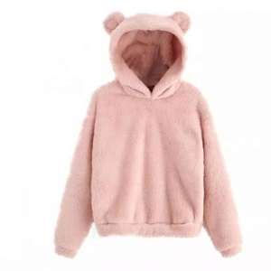Nueva llegada Nuevo Otoño/Invierno <span class=keywords><strong>Fluffy</strong></span> Bunny Ears Sudadera con capucha Suéter cálido - Product Image 3