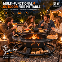 Table de barbecue extérieure en bois de luxe, brasero multifonctionnel pour jardin et patio, ensemble de service à thé