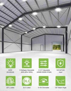 Projecteur LED UFO High Bay 100W avec prise US et crochet de suspension, éclairage commercial pour entrepôt, usine, grange, atelier - Product Image 4