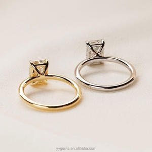 Bague de fiançailles en or massif 14K 18K Yu Ying avec moissanite taille émeraude 3CT, 4 griffes, solitaire, bijoux fins pour femmes - Product Image 2