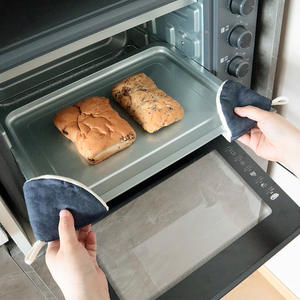 Funda de tapa de olla vaquera de mezclilla, guantes de horno de algodón con aislamiento térmico, 10x14cm, color liso - Product Image 2