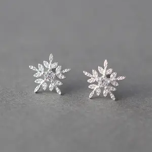 Cheap Price Promotion Gifts 925 Sterling Silver snow Stud Earrings for Women Fashion jewelry