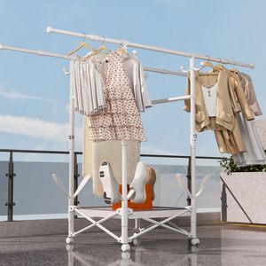 Séchoir à linge pliable et portable <span class=keywords><strong>avec</strong></span> roulettes, double tringle extensible réglable pour un gain de place - Product Image 5